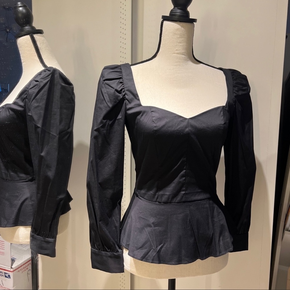 Zara black puff sleeve blouse